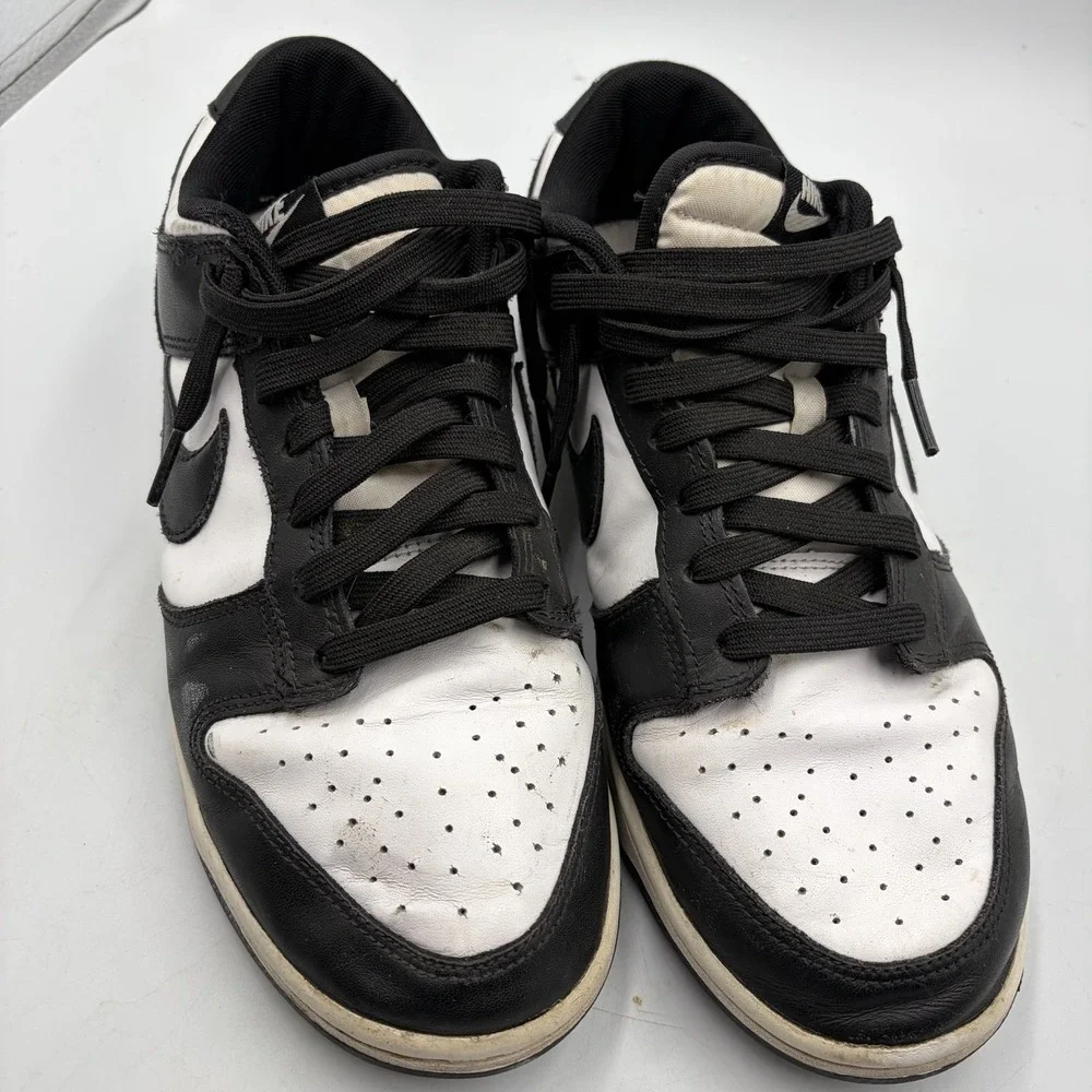 Nike Dunk Low Panda Mens 10 Black White Leather Low Top Sneakers‎ DD1391-100